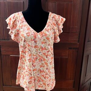 Lauren Conrad pull over top with ruffled at shoulder, Size L